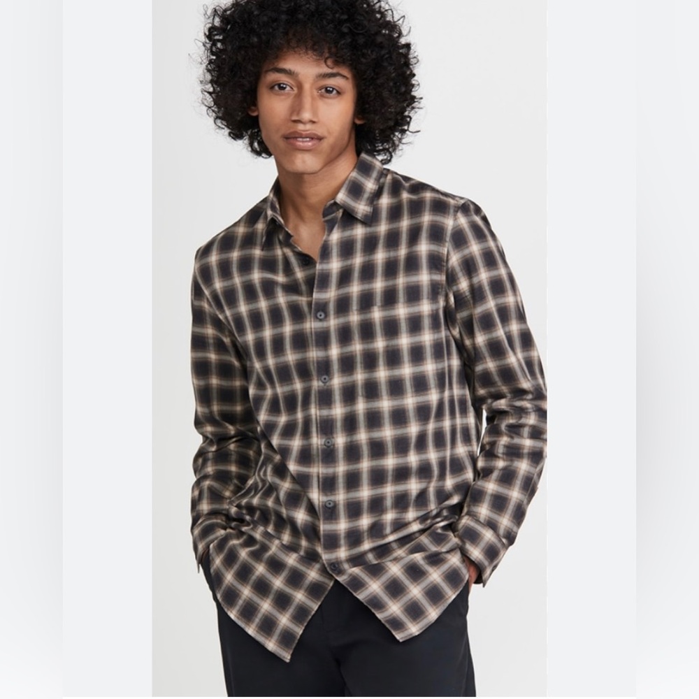 Theory Noll Flanella Top plaid button down